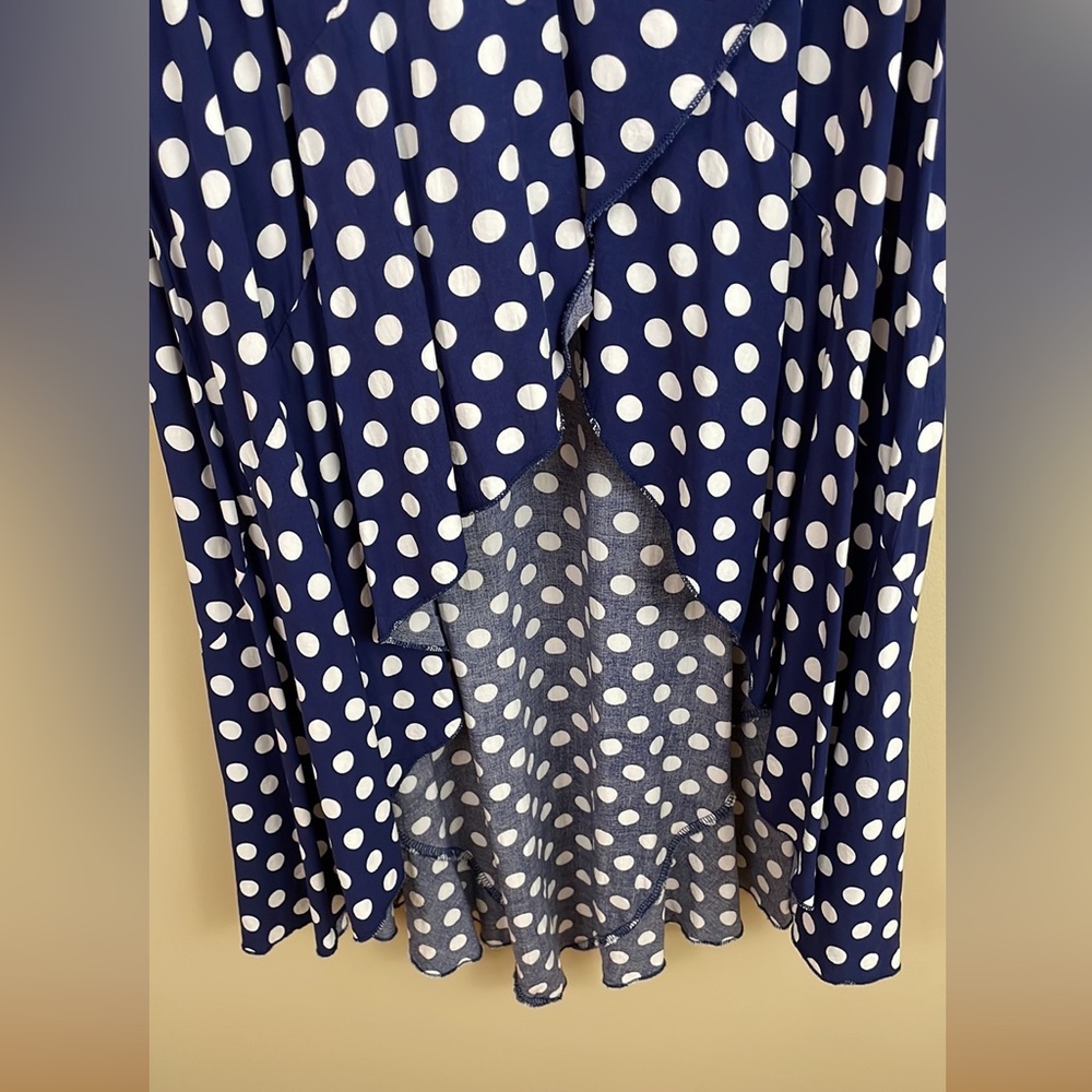 Blue & White Polka Dot high low dress L - Picture 4 of 9